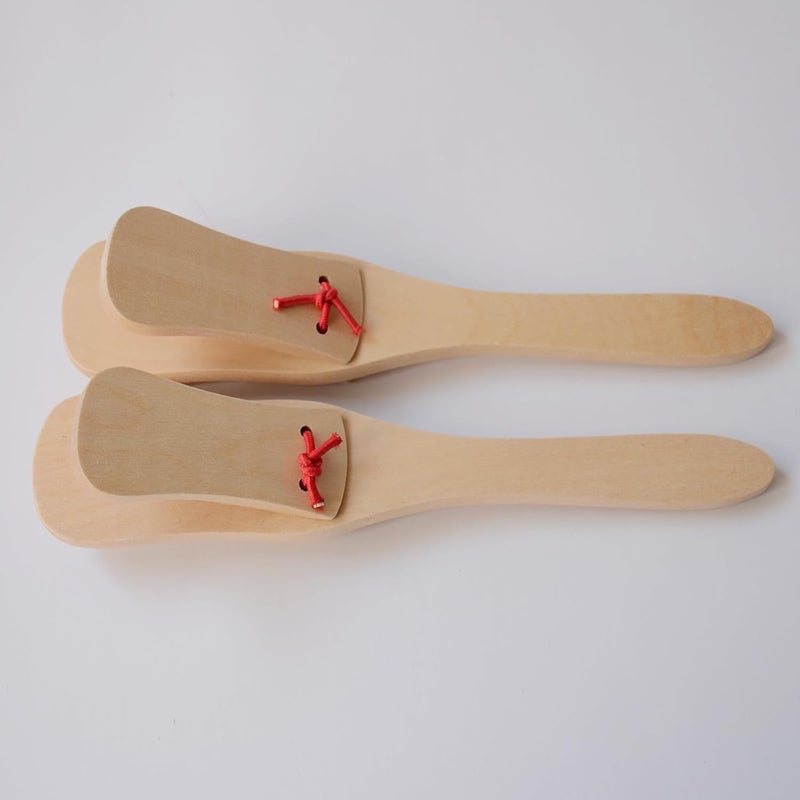 mocrcrel 2 Pcs Professional Castanets, Single Set with Handle，Wooden Castanet Clapper Educational Musical Percussion 8 inch (Burlywood) - Image 3